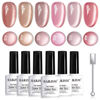 Picture of RARJSM Nude Glitter Cat Eye Gel Nail Polish Set 6Pcs Ceramics Pink Light Purple Brown Velvet Shimmer Smoothie Cateye Gel Polish with Magnetic Stick UV LED Curing Require Home Salon Nail Design