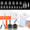 Picture of modelones Gel X Nail Kit, Upgrade 15Sizes Pre-shaped Gel x Nail Tips Short Almond Shape, Nail Glue Nail Prep Dehydrate & Portable Led Lamp, 510Pcs Press On Nail Extension Gift for Women