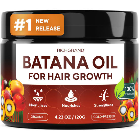 Picture of Batana Oil for Hair Growth - 100% Raw & Organic Dr Sebi Batana Oil - Cold-Pressed & Pure Unrefined Batana Hair Mask for Women & Men - Enhances Hair Thickness, Prevents Loss, Eliminates Split Ends