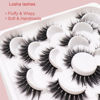 Picture of Losha Lashes Natural Look 15mm 3D False Eyelashes Cat Eye Fluffy Volume Faux Mink Lashes 10 Pairs Handmade Fake Eye Lashes Pack| K42