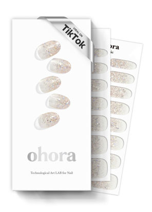 Picture of ohora Semi Cured Gel Nail Strips (N Sparkle Glam) - Nude, Glitter, Works with UV/LED Lamps, Salon-Quality, Easy to Apply & Remove - Valentine's Day Gel Nail Wraps, Stickers, Romantic Gift Ideas