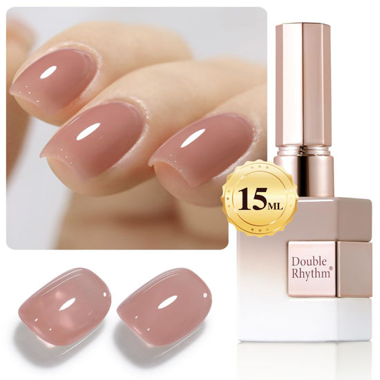 Picture of Double Rhythm Translucent Gel Polish Sheer Neutral Natural Light Milky Same Color Same Bottle 15ML Jelly UV Nail Polish Nail Art DIY at Home (Dark Nude-A1493)