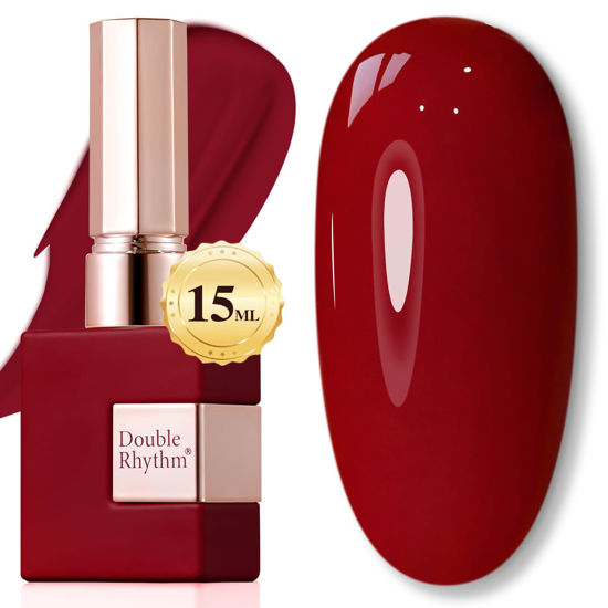 Picture of Double Rhythm Translucent Gel Polish Sheer Neutral Natural Light Milky Same Color Same Bottle 15ML Jelly UV Nail Polish Nail Art DIY at Home (Cherry Red-A1489)