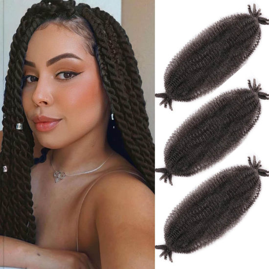 Picture of Afro Twist Hair 18 Inch 3 Packs, Springy Afro Twist Hair Pre Fluffed Spring Twist Hair Pre Separated Wrapping Hair for Soft Locs Hair Extensions (18 Inch (Pack of 3), 4#)