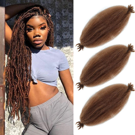 Picture of Afro Twist Hair 24 Inch 3 Packs, Springy Afro Twist Hair Pre Fluffed Spring Twist Hair Pre Stretched Wrapping Hair for Soft Locs Hair Extensions (24 Inch (Pack of 3), 30#)