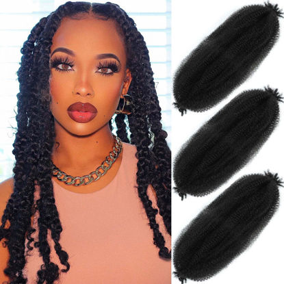 Picture of Afro Twist Hair 18 Inch 3 Packs, Springy Afro Twist Hair Pre Fluffed Spring Twist Hair Pre Separated Wrapping Hair for Soft Locs Hair Extensions (18 Inch (Pack of 3), 1B#)