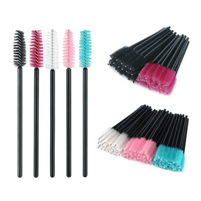 Picture of G2PLUS 100PCS Disposable Eyelash Brushes, Adjustable Mascara Wands Makeup Applicator, Eyelash Spoolies Brushes for Eyelash Extensions and Eyebrows (Multi-colored)