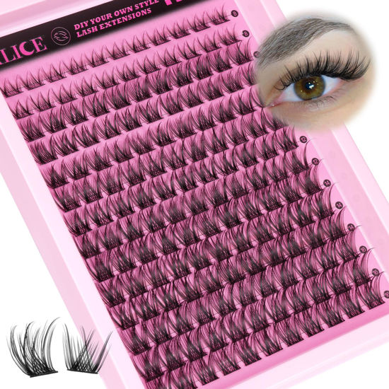 Picture of ALICE Natural Cluster Eyelash Extensions Lash Clusters DIY Lash Extensions Fluffy Wispy Eyelash Clusters D Curl Individual Lashes 154pcs