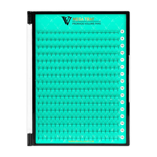 Picture of VAVALASH Premade Fans Eyelash Extensions 320 Fans 5D 6D 8D 10D 12D 0.05 0.07 Thickness C/D Curl Middle Stem Pointy Base Premade Fans Russian Volume Lash Extensions (320 Fans-5D-0.07-D-8-15mm)