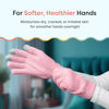 Picture of ZenToes Moisturizing Gloves for Dry Hands and Eczema, Gel Infused with Jojoba Seed Oil, Olive Oil and Vitamin E, Overnight Hand Moisturizer (OSFM, Fuzzy Pink with Media Tips)