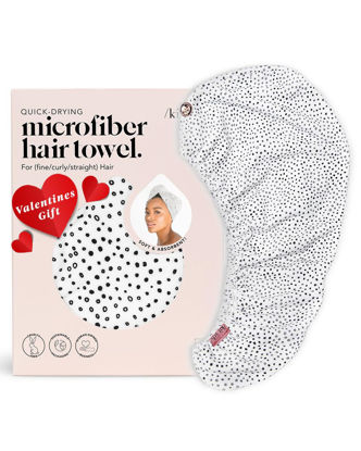 Picture of Kitsch Microfiber Hair Towel Wrap for Women - Microfiber Towel, Super Absorbent, Quick Dry, Anti-Frizz - for Long and Short Hairs, Turbans for Women, Wet and Curly Hair Wrap - Micro Dot
