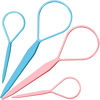 Picture of Teenitor 4pcs Pony Hair Tail Tools, 2 Pairs Hair Loop Styling Tool Hair Flipper Pull Through Tool, French Braiding Hair Tool Hair Accessories for Women Girls, Loop Hair Tool, Light Blue/Light Pink