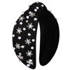 Picture of Christmas Headband for Women Rhinestone Snowflake Headband Embellished Crystal Pearl Knotted Headbands Wide Top Knot Xmas Holiday Headband Christmas Hair Accessories Outfits Gifts (Snowflake Black)