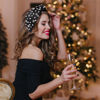 Picture of Christmas Headband for Women Rhinestone Snowflake Headband Embellished Crystal Pearl Knotted Headbands Wide Top Knot Xmas Holiday Headband Christmas Hair Accessories Outfits Gifts (Snowflake Black)