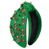Picture of Jeweled Plaid Embellished Headband with Crystals, Pearls and Wide Top Knot - Christmas Hair Accessories for Women (Christmas Tree 2)