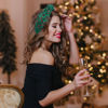 Picture of Jeweled Plaid Embellished Headband with Crystals, Pearls and Wide Top Knot - Christmas Hair Accessories for Women (Christmas Tree 2)