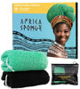 Picture of African Net Sponge Authentic - 2 Pieces Real African Loofah Shower Sponges - Body Scrubber Exfoliating Washcloth Black & Seawave - Africa Bath Sponges for Back Scrubber Shower Accessories