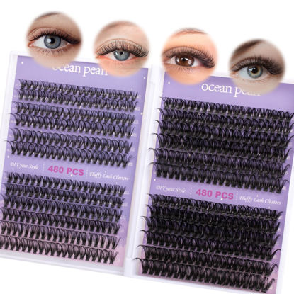 Picture of Ocean Pearl Lash Clusters 480PCS 11-20mm Individual Lashes 30D+40D+80D+100D Eyelash Clusters DIY Cluster Eyelash Extensions Thick Volume Lashes Natural Cluster Lash Extension for Beginners at Home-4