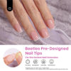 Picture of Beetles French Gel Nail Tips, 224Pcs French Tip Press on Nails Pink Short Square Shape Nail Tips, No Need to File Fake Nails for Nail Art DIY Valentines Day Gifts for Women
