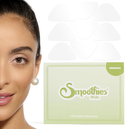 Picture of Smoothies Wide Wrinkle Patches for Face Overnight - Facial Patches for Elevens, Crows Feet and more, 144 Facial Adhesives per Box - Face Tape, Made in the USA