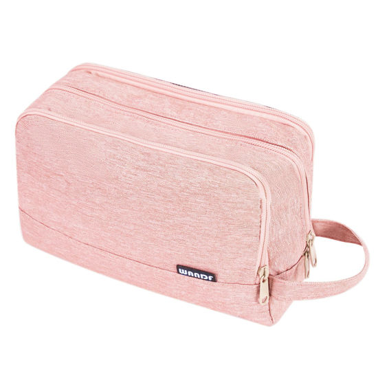 Picture of Toiletry Bag for Men Hanging Dopp Kit Water Resistant Shaving Bag Small Toiletry Bag for Traveling (Denim Pure Pink)