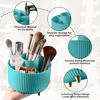 Picture of Diesisa 360 Rotating Makeup Brush Organizer With 5 Sections, Spining Countertop Swivel Makeup Brush Holder for Cosmetics, Nail Polish, Art Supply, Bathroom Vanity Desktop Organizer - Blue
