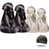 Picture of 4PCS Silky Durags for Men Women 360 Waves with 1 Wave Cap, Silky Satin Durag Extra Long Tails