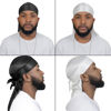 Picture of 4PCS Silky Durags for Men Women 360 Waves with 1 Wave Cap, Silky Satin Durag Extra Long Tails