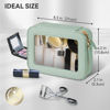 Picture of Prite Clear Makeup Bag Cosmetic Organizer Case Waterproof Travel Toiletry Bag Skincare Pouch with Golden Zipper(Green)