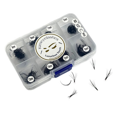 Picture of Kimeyelashes Premade Fans Eyelash Extension 500 Fans Handmade Loose Volume Lashes 5D/8D/10D/12D Pre-made Fans 0.05mm 0.07mm C/D Curl 9-16mm Hybrid Wispy Promade lashes (Wispy 5D - 0.07, Curl D)