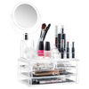Picture of Masisrs Clear Makeup Organizer With Mirror - Cosmetic Storage Organizer - 16 Compartments - Easily Sort Make Up & Jewelry - 4 Drawer Vanity Organizer - Elegant Look - Clear Design - Makeup Holder