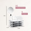 Picture of Masisrs Clear Makeup Organizer With Mirror - Cosmetic Storage Organizer - 16 Compartments - Easily Sort Make Up & Jewelry - 4 Drawer Vanity Organizer - Elegant Look - Clear Design - Makeup Holder
