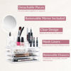 Picture of Masisrs Clear Makeup Organizer With Mirror - Cosmetic Storage Organizer - 16 Compartments - Easily Sort Make Up & Jewelry - 4 Drawer Vanity Organizer - Elegant Look - Clear Design - Makeup Holder