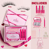Picture of Lash Clusters Kit with Bond and Seal Lash Clusters Left &Right Lash Extension Kit with Eyelid Wipes Remover Eyelash Brush Eyelash Extension Kit Gift Set with Drawstring Bag Portable Lash Starter