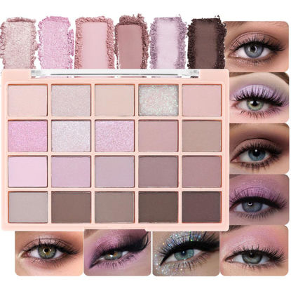 Picture of CAKAILA 20Colors Nude Light Pink Purple Basics Matte Eyeshadow Palette,Eye Shadow Travel Makeup Palette all in one Long Lasting Waterproof Ultra-Blendable,Great for Travel Gift Kit