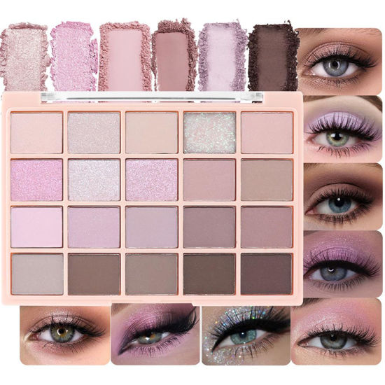 Picture of CAKAILA 20Colors Nude Light Pink Purple Basics Matte Eyeshadow Palette,Eye Shadow Travel Makeup Palette all in one Long Lasting Waterproof Ultra-Blendable,Great for Travel Gift Kit