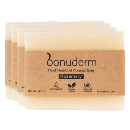Picture of All Natural Rosemary Soap | Natural Soap for Women and Men for Body, Face, and Hands | Handmade Soap | Coconut & Almond Oils with Shea Butter Rosemary (Pack of 4)