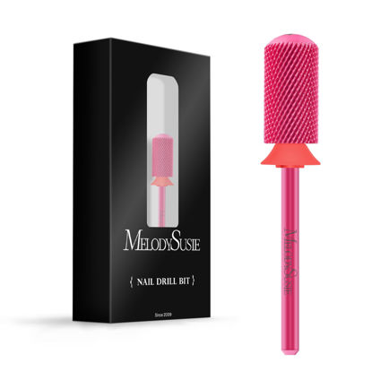 Picture of MelodySusie Safety Nail Drill Bits, 3/32'' Smooth Round Top Large Barrel Carbide Bits, Suitable for Manicure Pedicure Cuticle Gel Polishing, Beginners Bits, Pink Blossom, Series Bit-S