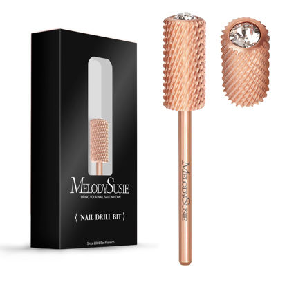 Picture of MelodySusie Crystal Top Nail Drill Bits, 3/32'' Large Barrel Carbide Bits, Suitable for Manicure Pedicure Cuticle Gel Polishing, Beginners Bits, Rose Gold, Series Bit-S, Coarse