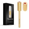 Picture of MelodySusie Crystal Top Red Heart Shape Nail Drill Bits, 3/32'' Large Barrel Carbide Bits, Suitable for Manicure Pedicure Cuticle Gel Polishing, Beginners Bits, Gold, Series Bit-S, Medium