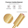 Picture of MelodySusie Crystal Top Red Heart Shape Nail Drill Bits, 3/32'' Large Barrel Carbide Bits, Suitable for Manicure Pedicure Cuticle Gel Polishing, Beginners Bits, Gold, Series Bit-S, Medium
