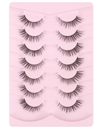 Picture of Onlyall Lashes Mink False Eyelashes Natural Wispy Lashes Soft Faux Mink Lashes Fluffy False Lashes DK77