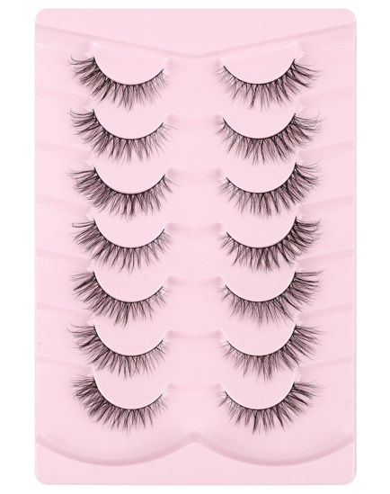Picture of Onlyall Lashes Mink False Eyelashes Natural Wispy Lashes Soft Faux Mink Lashes Fluffy False Lashes DK77