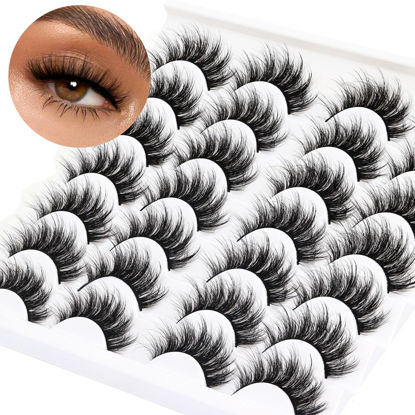 Picture of Losha Lashes Fluffy False Lashes 14 Pairs 5D Full Fake Eyelashes Vegan Handmade Faux Mink Lashes Pack (815-Z)