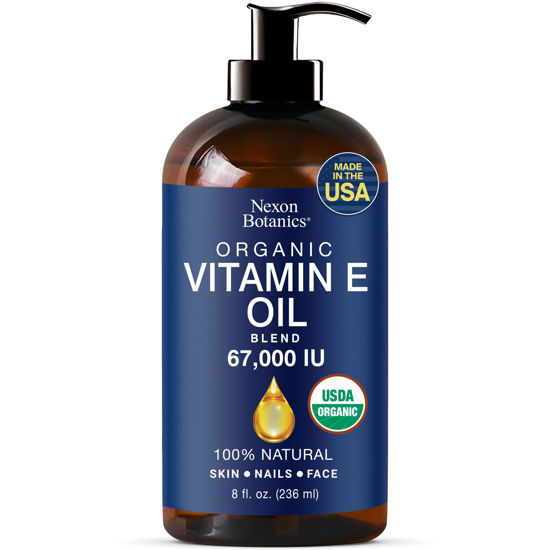 Picture of Organic Vitamin E Oil Blend 67,000 IU - 8 fl oz - Made from Pure, Natural Oils for Skin, Scars & Face - Aceite de Vitamina E - Nexon Botanics