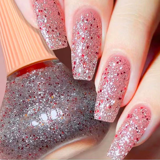Picture of Diamond Glitter Nail Polish, 12ml Shiny Galaxy Glitter Quick Dry Nail Lacquer for Nail Art Varnish, 0.41 fl oz