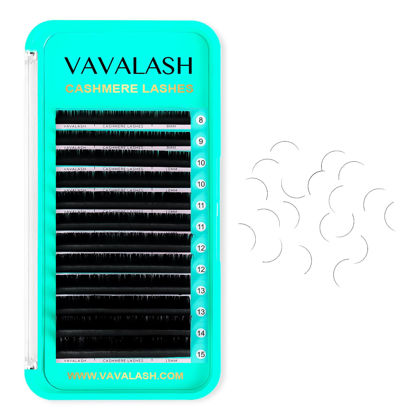 Picture of VAVALASH Cashmere Lashes 0.03/0.05/0.07/0.15 Premium Lashes Volume Eyelash Extensions 8-20MM Individual Silk Lashes, Soft Super Matte Black Professional Lashes Extension Tray Supplies (0.15-CC-9MM)