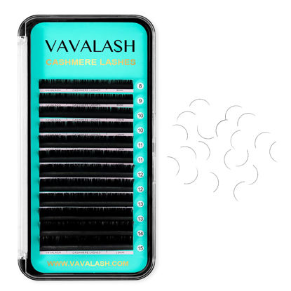 Picture of VAVALASH Cashmere Lashes 0.03/0.05/0.07/0.15 Premium Lashes Volume Eyelash Extensions 8-20MM Individual Silk Lashes, Soft Super Matte Black Professional Lashes Extension Tray Supplies (0.05-DD-17MM)