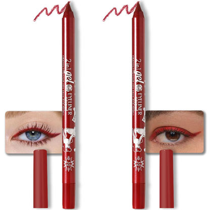 Picture of evpct 2Pcs Red Color Gel Glitter Eyeliner Pencils Set for Women Waterline Waterproof Smudge Proof lapiz de ojos delineador de ojos contra el agua Eye Liner Makeup