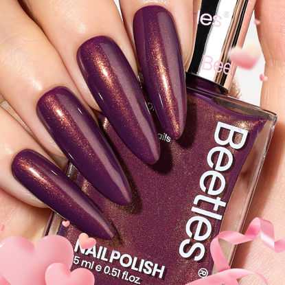 Picture of Beetles 1Pcs 15ml Nail Polish,Burgundy Red Nail Polish Fast Drying & Long Lasting Nail Lacquer Red Wine Dreamscape Glitter Art Effect for Nail DIY Salon at Home Gifts for Women